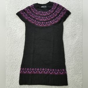 Mandee Black and Purple Short Sleeve Sweater Dress